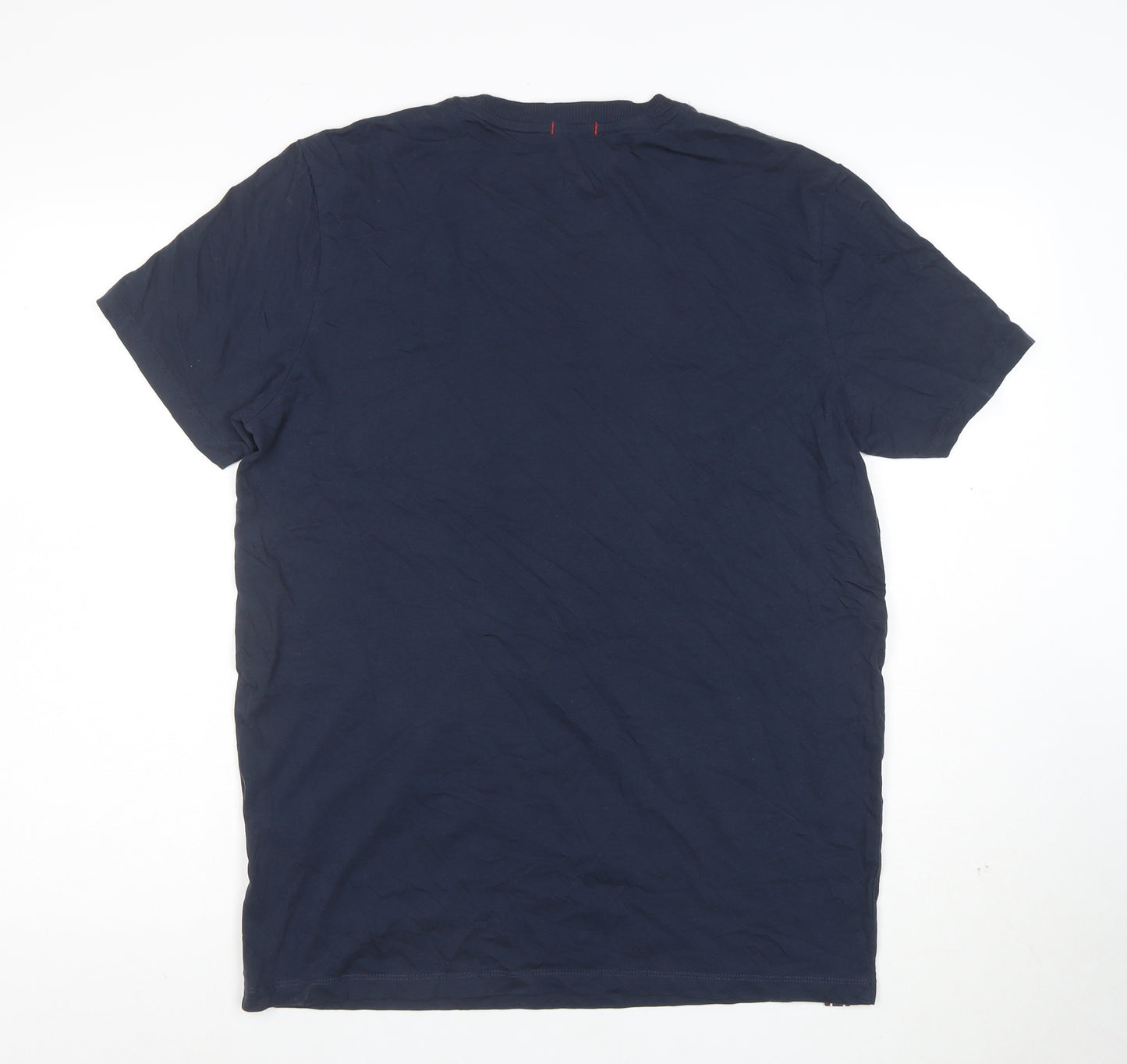 Jack & Jones Men's Blue Cotton Crew Neck Regular Fit T-Shirt Size L