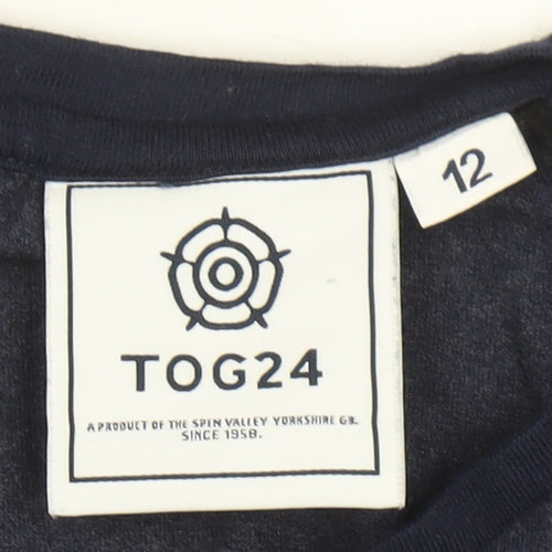 TOG24 Women's Blue Long Sleeve Raglan Crew Neck T-Shirt Size 12