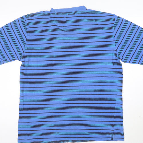 Casual Club Men's Blue Striped Short Sleeve Cotton T-Shirt L