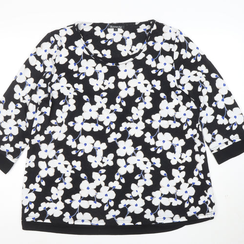 Bonmarché Women’s Black Floral 3/4 Sleeve Pullover Jumper Size 20