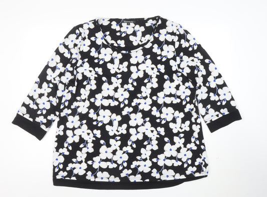 Bonmarché Women’s Black Floral 3/4 Sleeve Pullover Jumper Size 20