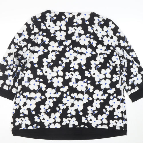 Bonmarché Women’s Black Floral 3/4 Sleeve Pullover Jumper Size 20