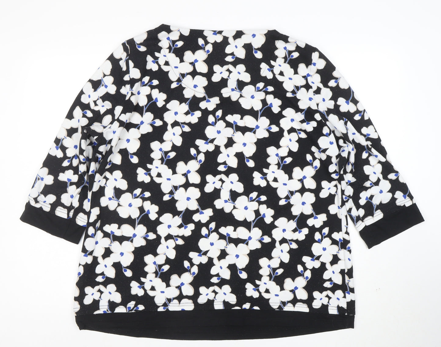 Bonmarché Women’s Black Floral 3/4 Sleeve Pullover Jumper Size 20