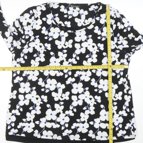 Bonmarché Women’s Black Floral 3/4 Sleeve Pullover Jumper Size 20