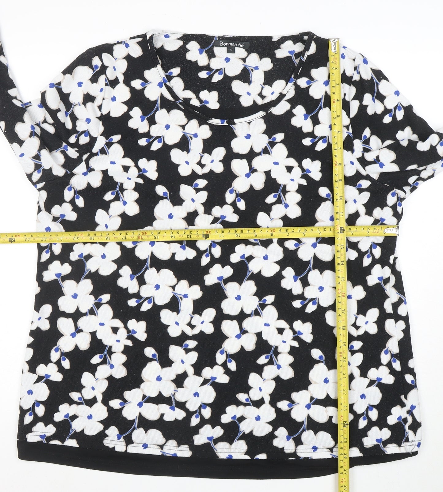 Bonmarché Women’s Black Floral 3/4 Sleeve Pullover Jumper Size 20