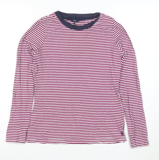 Joules Women’s Multicoloured Striped Long Sleeve Cotton Ringer T-Shirt UK 10