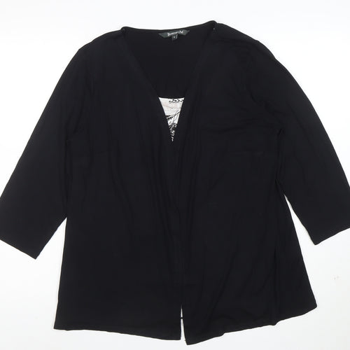 Bonmarché Women's Black Size 18 3/4 Sleeve Tunic Blouse