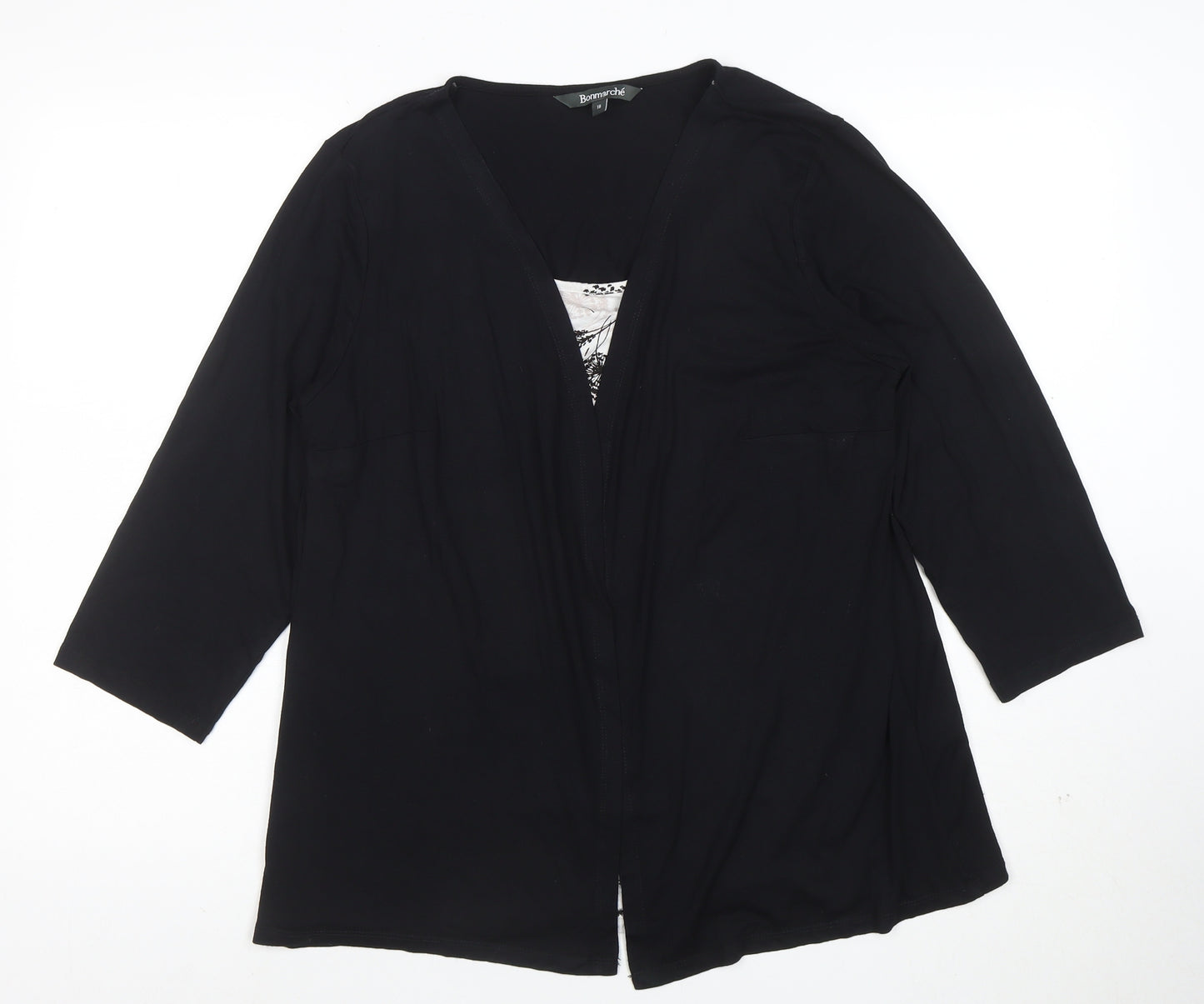 Bonmarché Women's Black Size 18 3/4 Sleeve Tunic Blouse