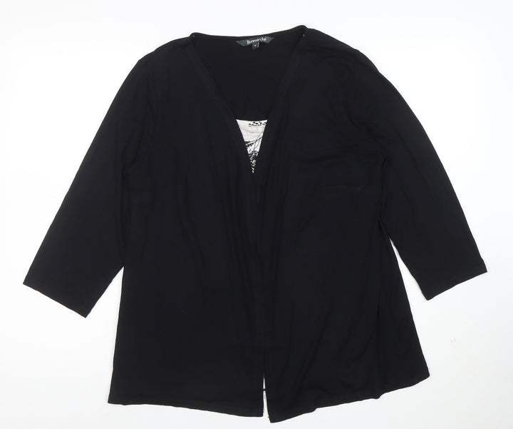 Bonmarché Women's Black Size 18 3/4 Sleeve Tunic Blouse