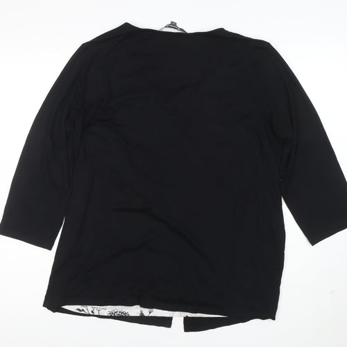 Bonmarché Women's Black Size 18 3/4 Sleeve Tunic Blouse
