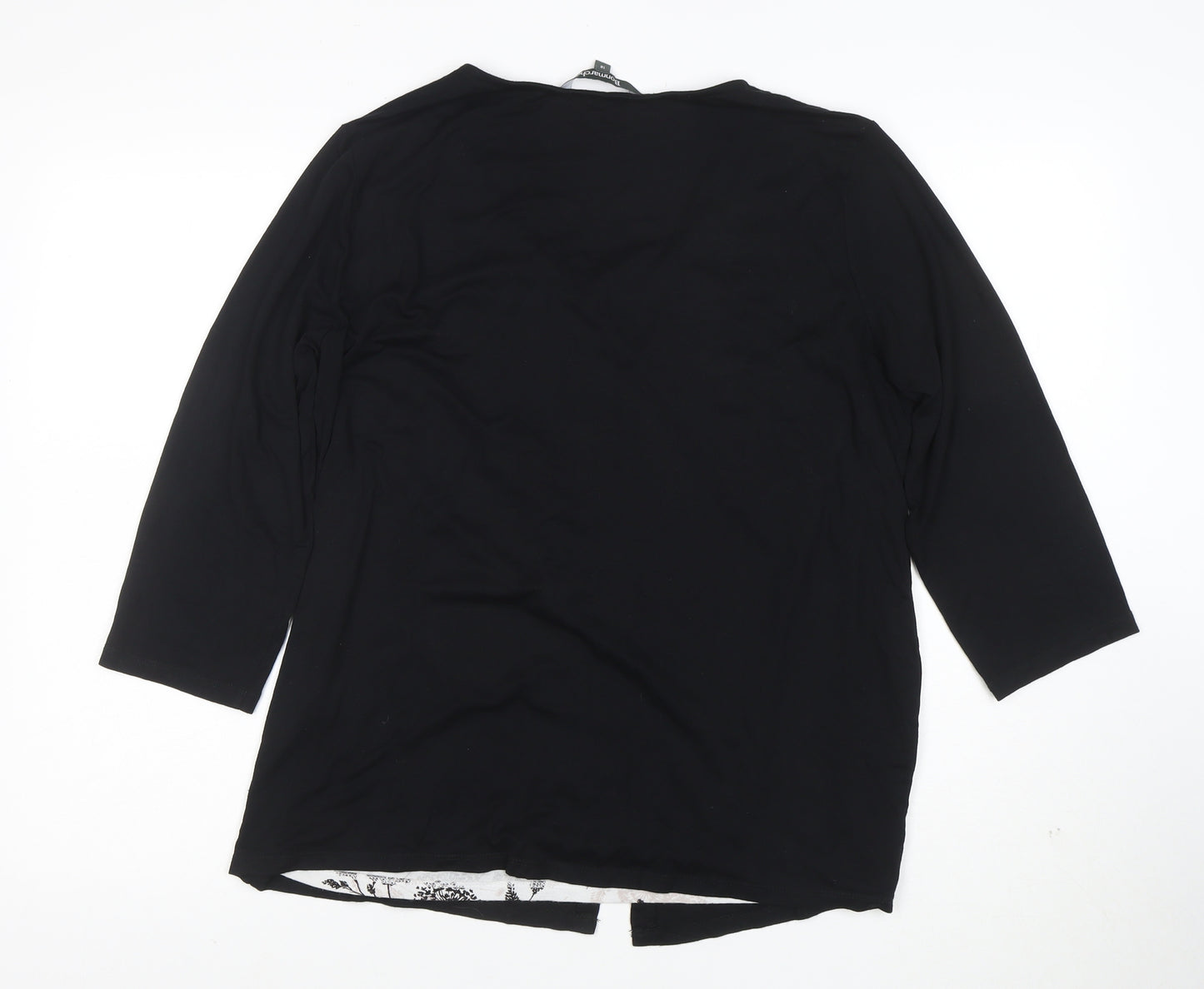 Bonmarché Women's Black Size 18 3/4 Sleeve Tunic Blouse