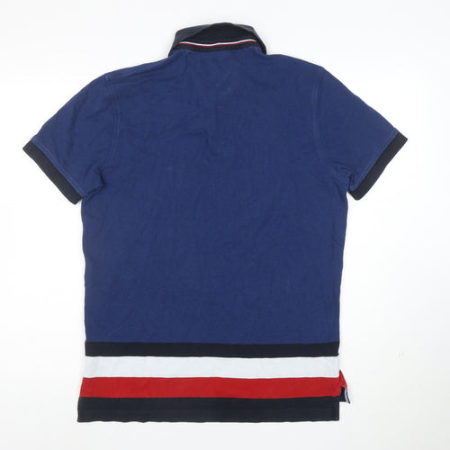 Tommy Hilfiger Men’s Blue Colourblock Cotton Polo Shirt Size M