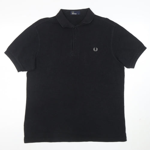 Fred Perry Men's Black Cotton Polo Shirt Size M Regular Fit
