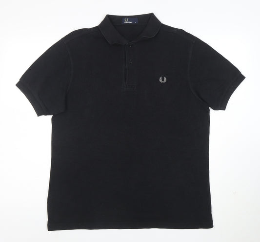 Fred Perry Men's Black Cotton Polo Shirt Size M Regular Fit