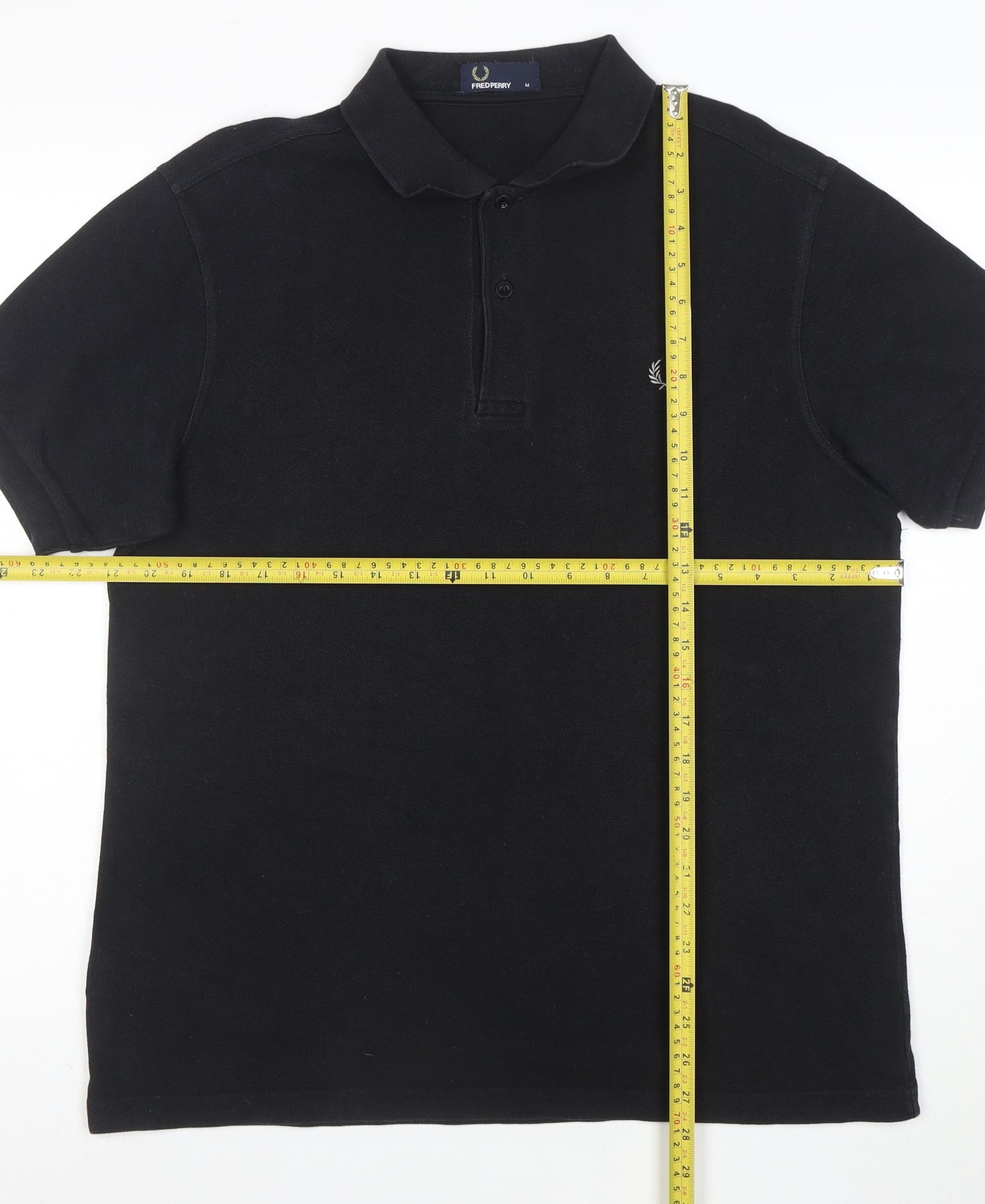 Fred Perry Men's Black Cotton Polo Shirt Size M Regular Fit
