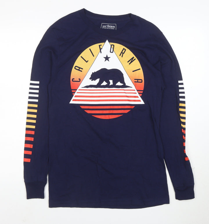 Urban Pipeline Men's Navy California Long Sleeve Graphic T-Shirt Size S