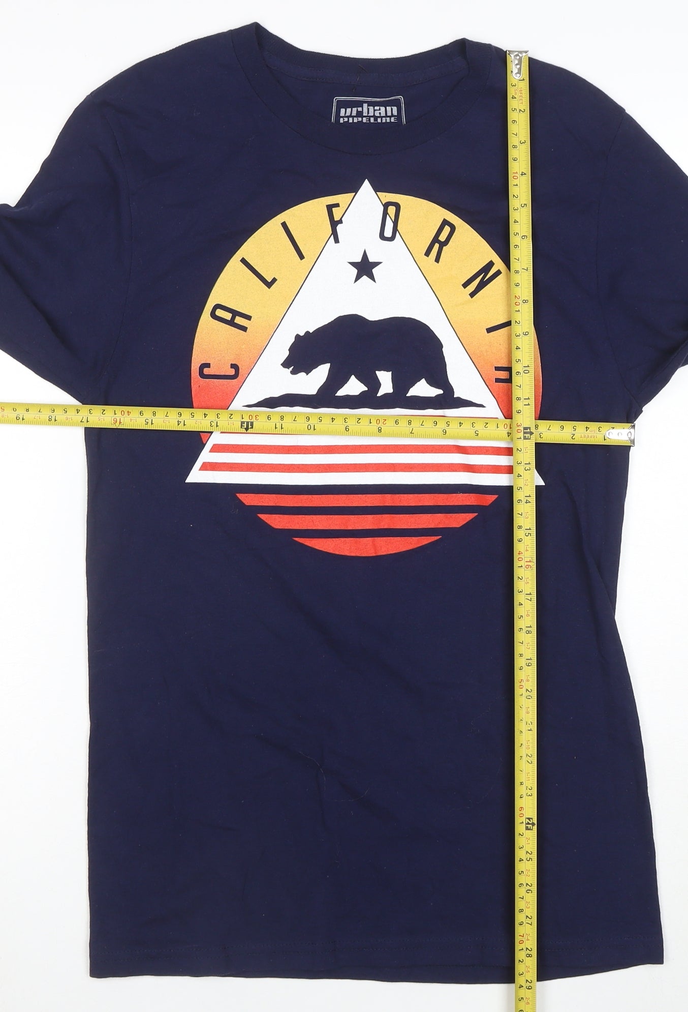 Urban Pipeline Men's Navy California Long Sleeve Graphic T-Shirt Size S