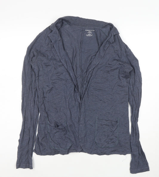 Majestic Filatures Womens Grey Linen Long Sleeve Open Cardigan L