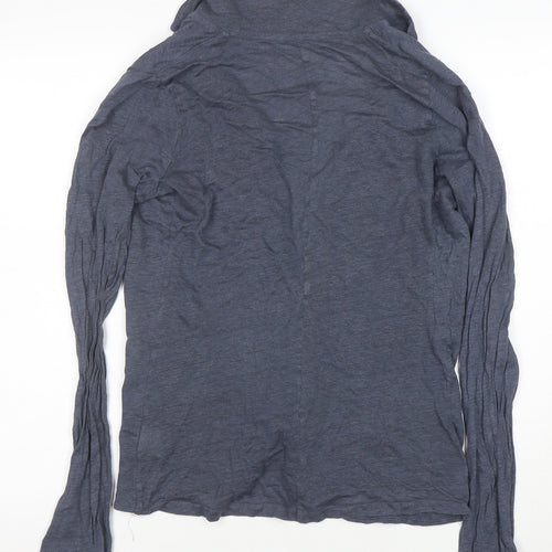 Majestic Filatures Womens Grey Linen Long Sleeve Open Cardigan L