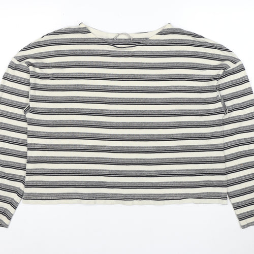 AllSaints Womens White Striped Long Sleeve Cotton T-Shirt Size M