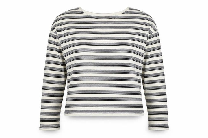 AllSaints Womens White Striped Long Sleeve Cotton T-Shirt Size M