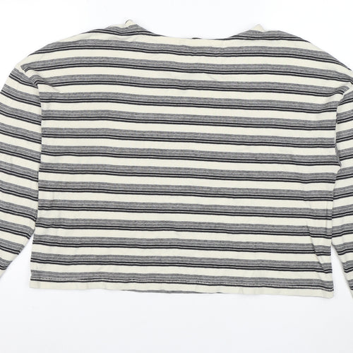 AllSaints Womens White Striped Long Sleeve Cotton T-Shirt Size M