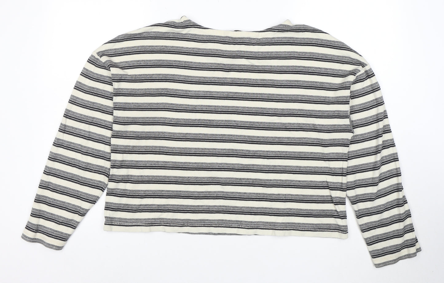AllSaints Womens White Striped Long Sleeve Cotton T-Shirt Size M