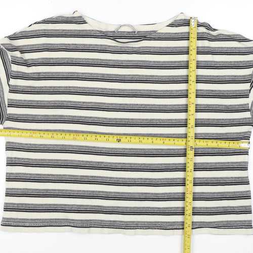 AllSaints Womens White Striped Long Sleeve Cotton T-Shirt Size M