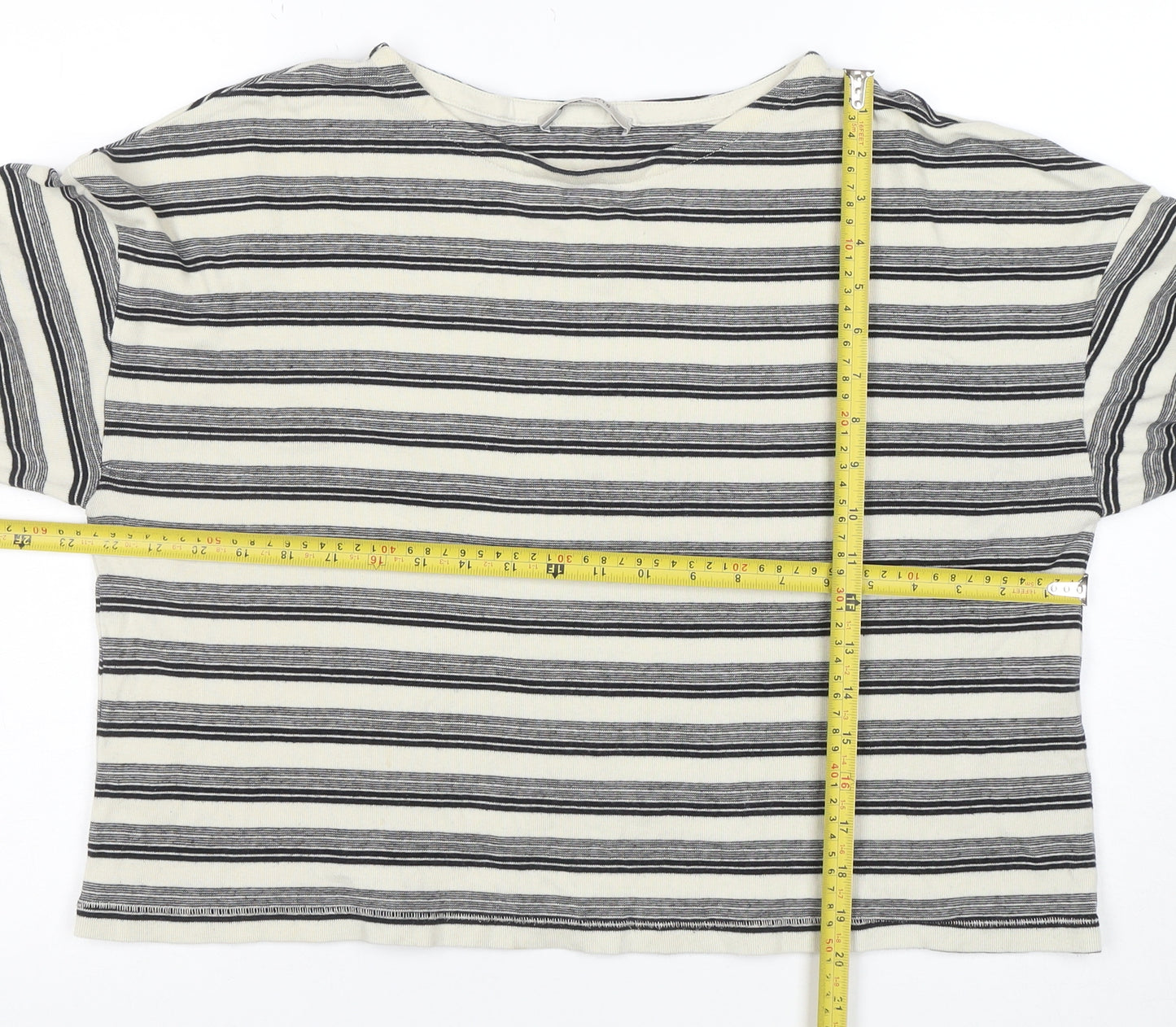 AllSaints Womens White Striped Long Sleeve Cotton T-Shirt Size M