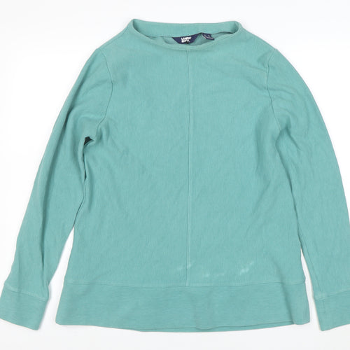 Lands' End Women Green M Pullover Long Sleeve Sweatshirt Cotton Blend