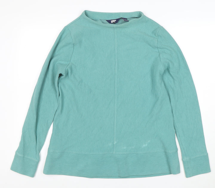 Lands' End Women Green M Pullover Long Sleeve Sweatshirt Cotton Blend