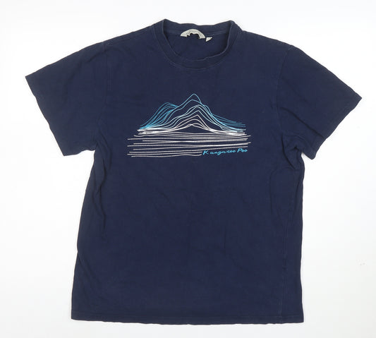 Kangaroo Poo Men's Blue Graphic Print Crew Neck T-Shirt Size S