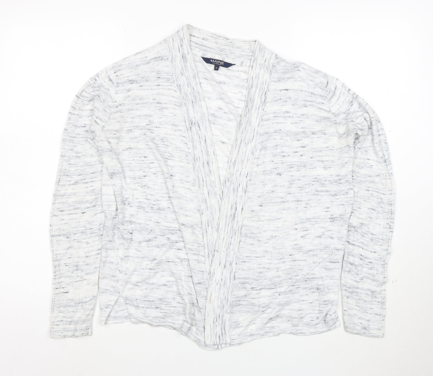 Maine New England Women's White Knit Open Cardigan Size 14