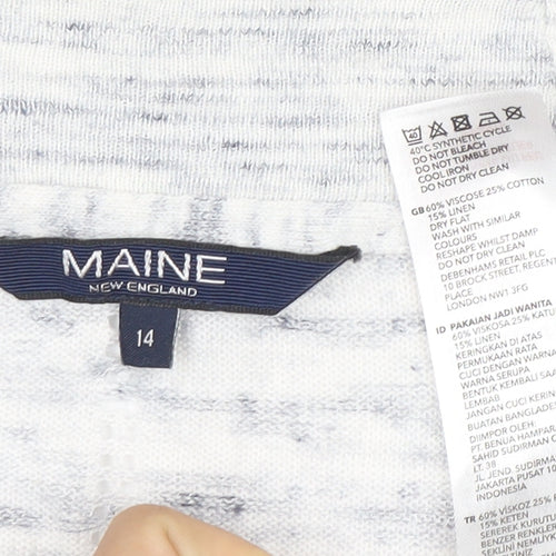 Maine New England Women's White Knit Open Cardigan Size 14