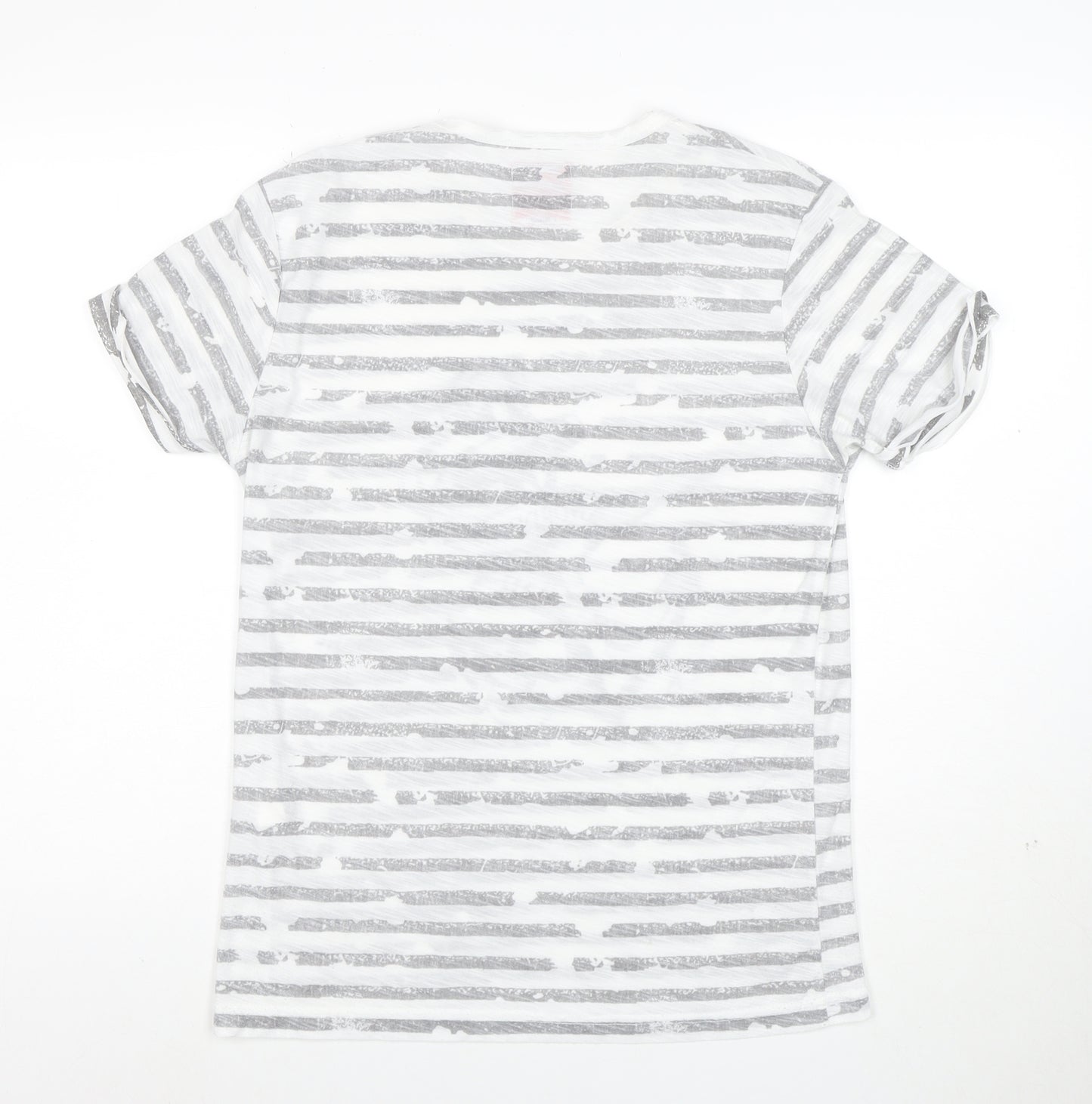 Cedar Wood State Women's White Nautical Stripe Anchor T-Shirt Size M