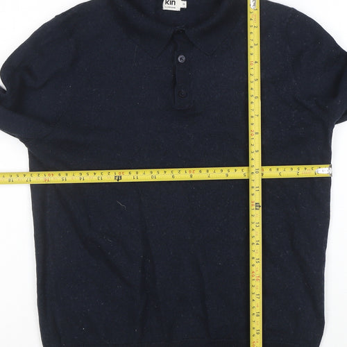 Kin by John Lewis Women's Navy Blue Wool Henley Jumper Size M