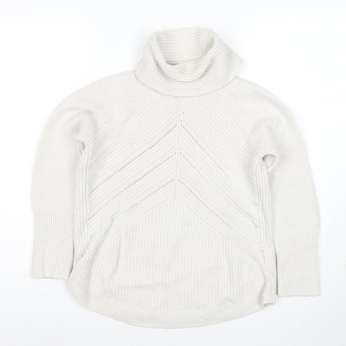 Noosnow Women's Ivory Roll Neck Chunky Knit Jumper Size S