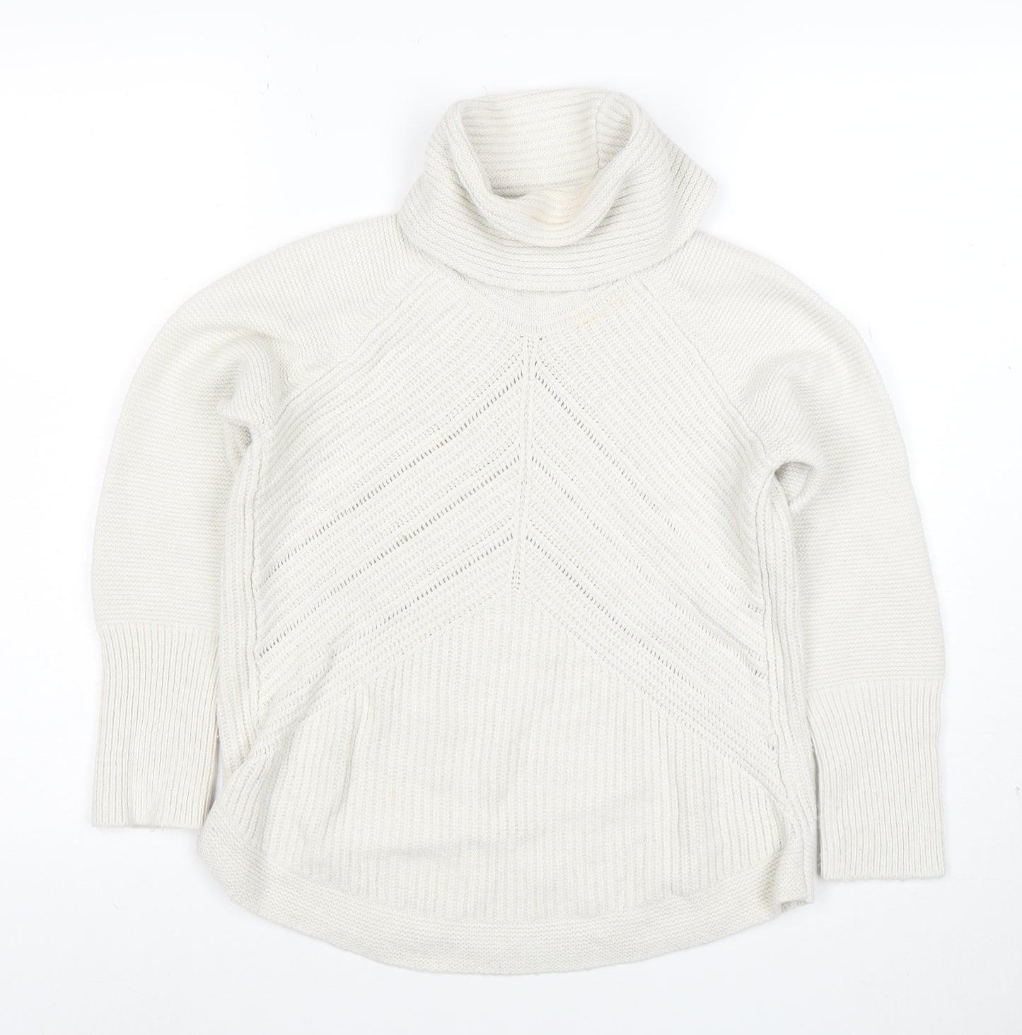 Noosnow Women's Ivory Roll Neck Chunky Knit Jumper Size S