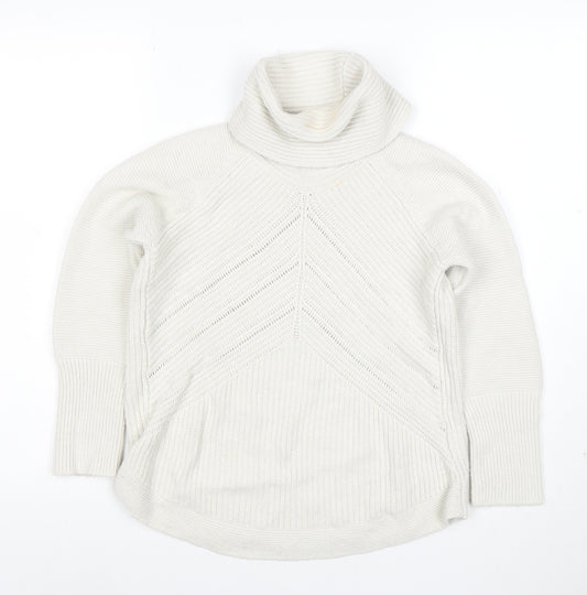 Noosnow Women's Ivory Roll Neck Chunky Knit Jumper Size S