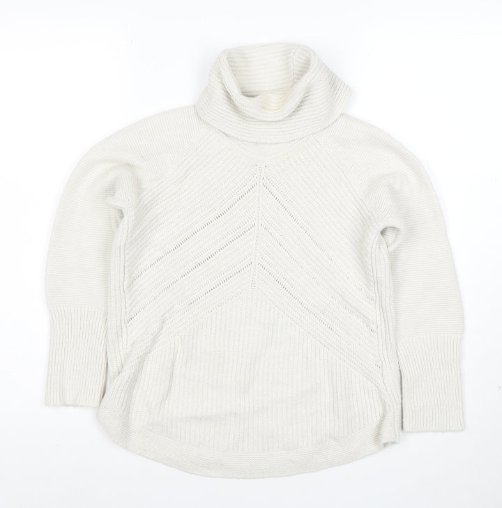 Noosnow Women's Ivory Roll Neck Chunky Knit Jumper Size S