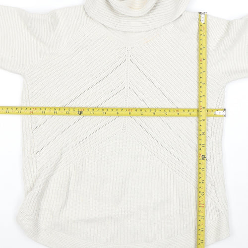 Noosnow Women's Ivory Roll Neck Chunky Knit Jumper Size S