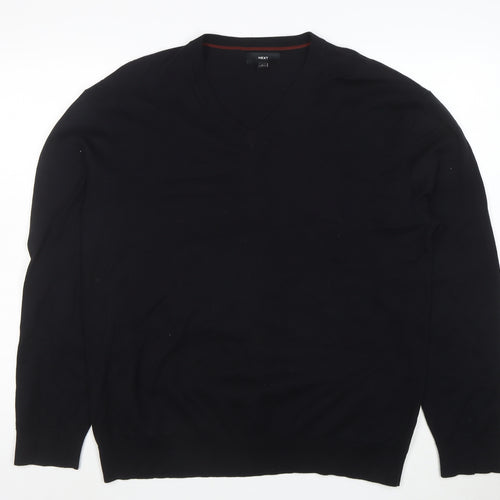 Next Men’s Black Cotton V-Neck Jumper Size L Classic Knit