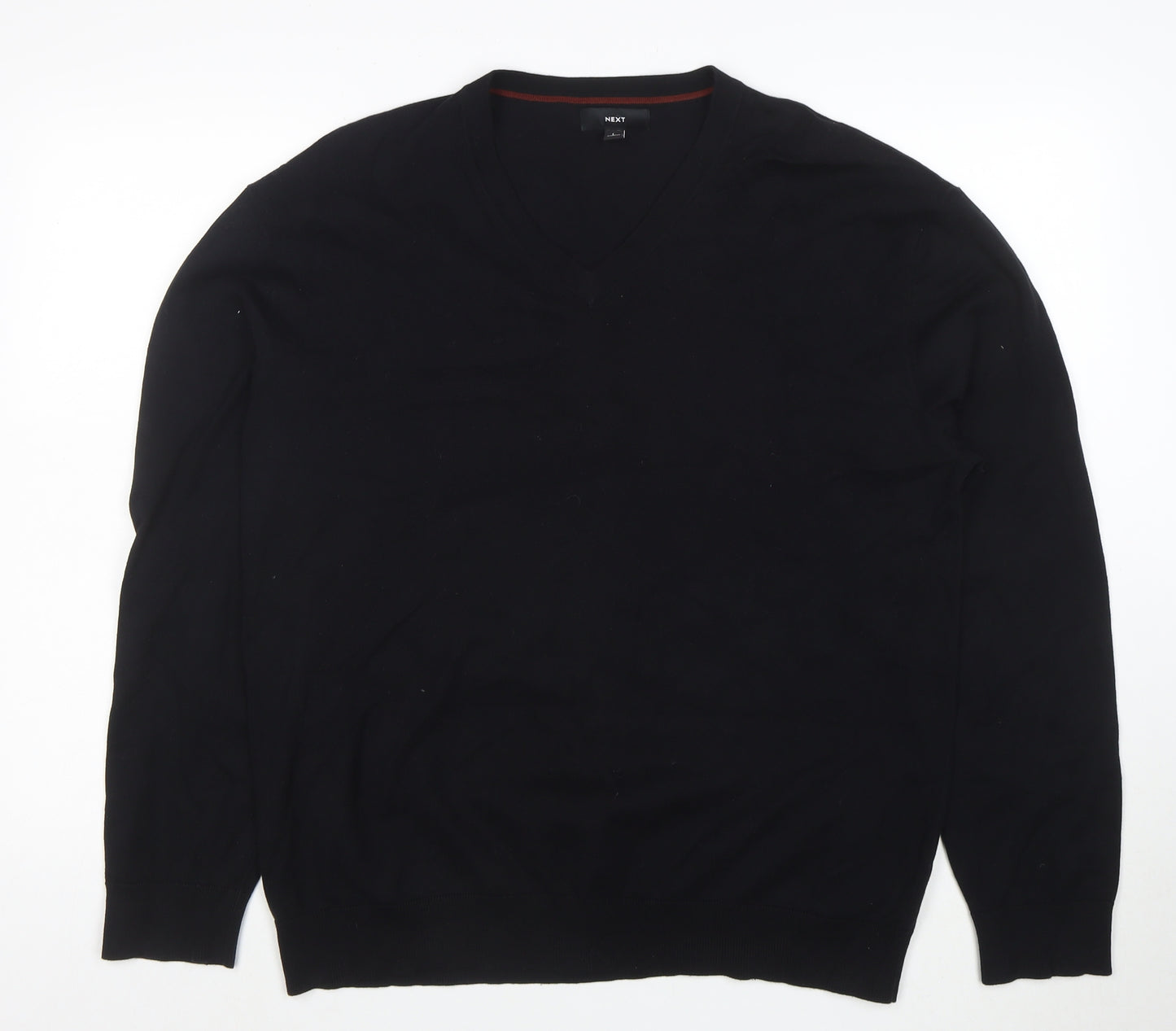 Next Men’s Black Cotton V-Neck Jumper Size L Classic Knit