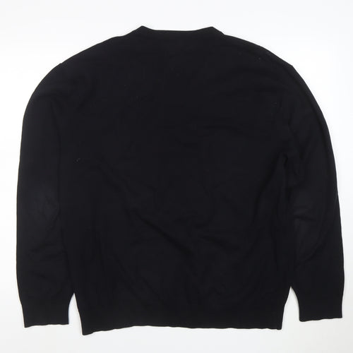 Next Men’s Black Cotton V-Neck Jumper Size L Classic Knit