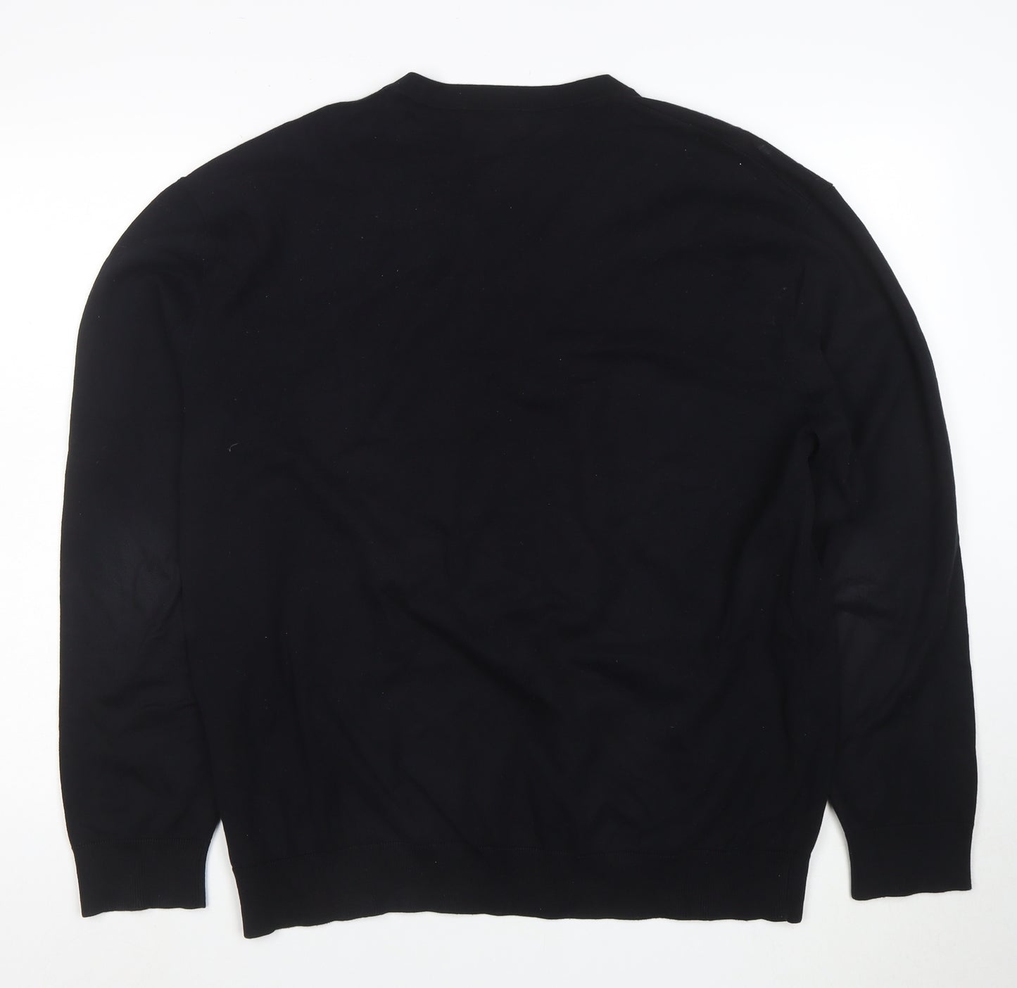 Next Men’s Black Cotton V-Neck Jumper Size L Classic Knit
