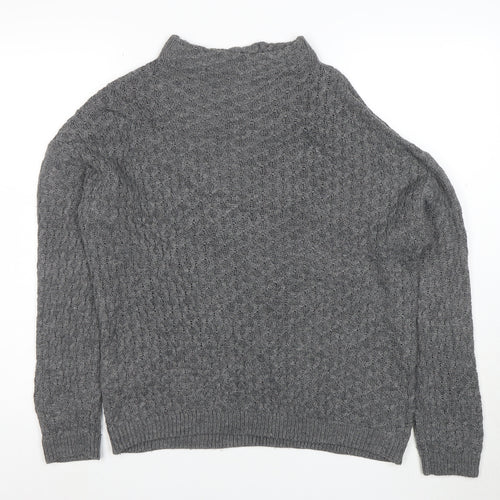 Mango Women Grey Cable-Knit Mock Neck Acrylic Jumper XS