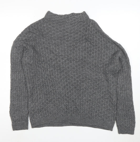 Mango Women Grey Cable-Knit Mock Neck Acrylic Jumper XS