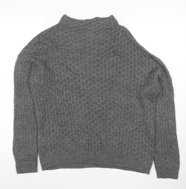 Mango Women Grey Cable-Knit Mock Neck Acrylic Jumper XS