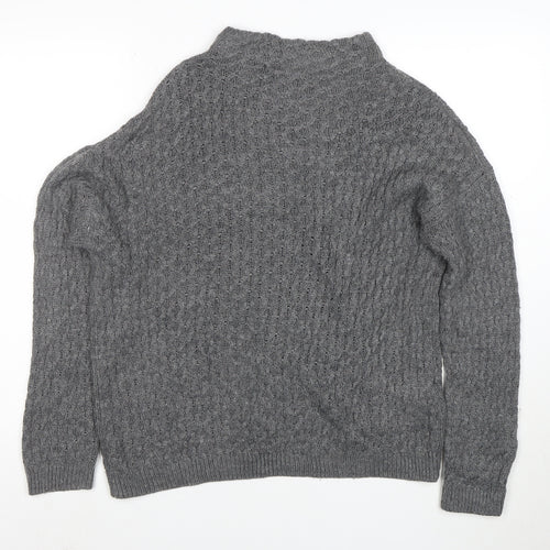 Mango Women Grey Cable-Knit Mock Neck Acrylic Jumper XS