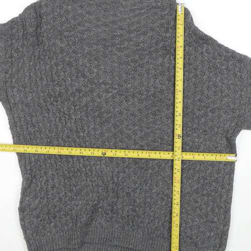 Mango Women Grey Cable-Knit Mock Neck Acrylic Jumper XS